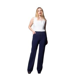 Maria Pinto High Rise Wide Leg Navy Blue Trouser Pants Women's Size 8 New